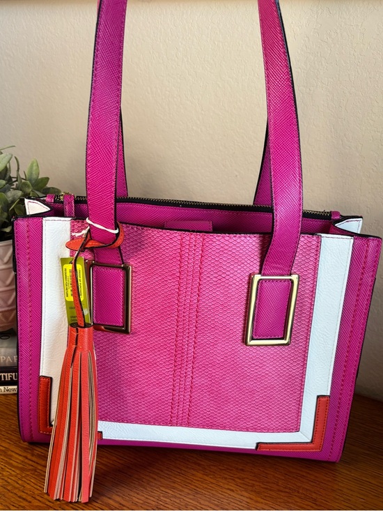 Gianni Bini Handbags - Gianni Bini Pink Shoulder Tote with White & Orange Accents